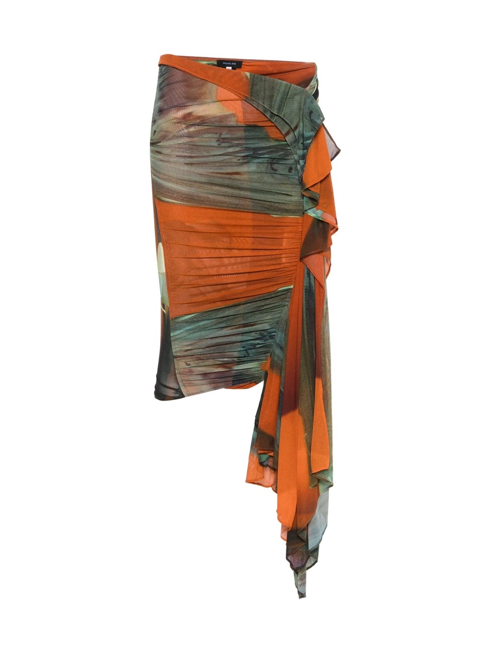 Archive-print ruched skirt